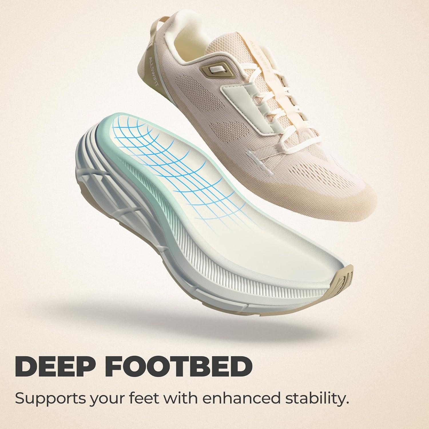 imageWomens Walking Shoes Cushion Running Tennis NonSlip Comfortable Workout Gym Athletic Breathable Fashion Sneakers ActiveLiteCream