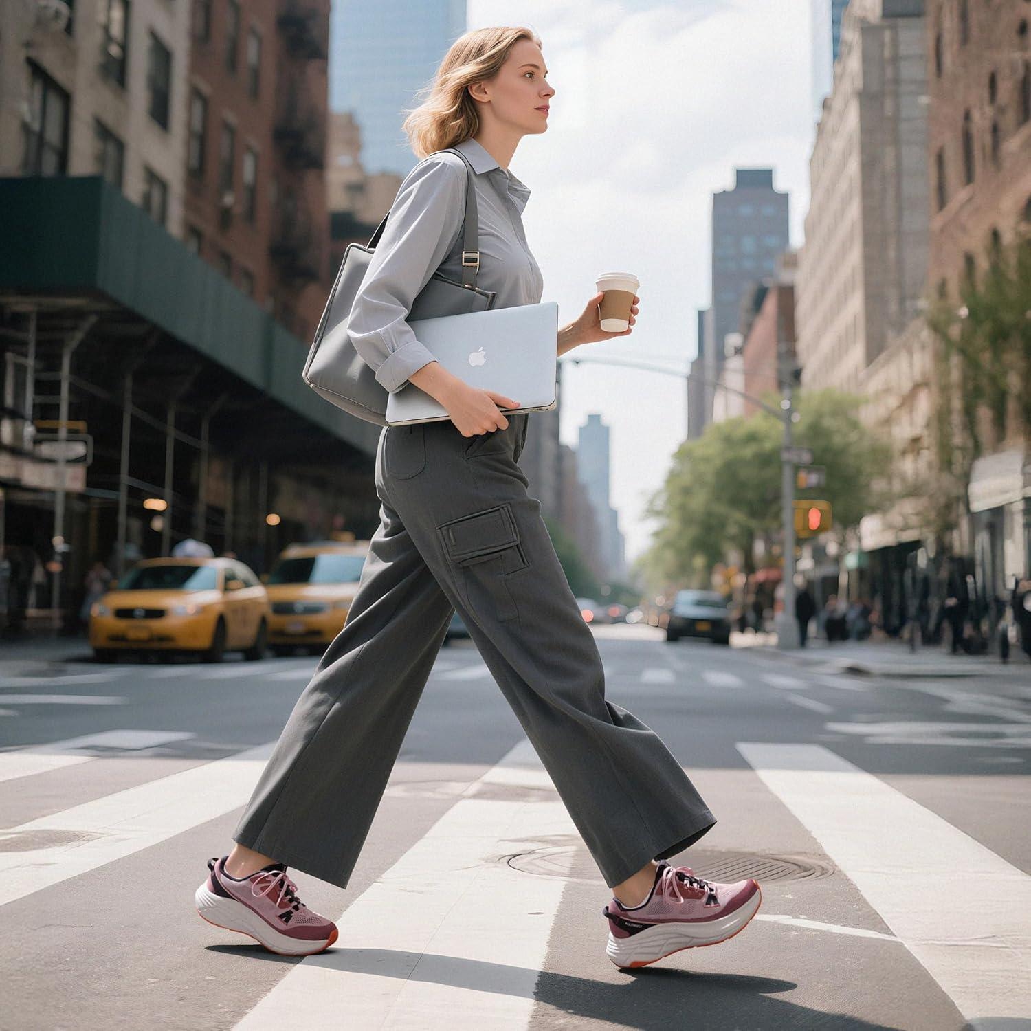 imageWomens Walking Shoes Cushion Running Tennis NonSlip Comfortable Workout Gym Athletic Breathable Fashion Sneakers ActiveLitePink