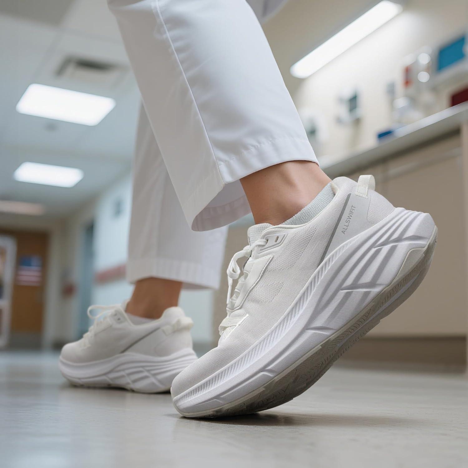 imageWomens Walking Shoes Cushion Running Tennis NonSlip Comfortable Workout Gym Athletic Breathable Fashion Sneakers ActiveLiteWhite