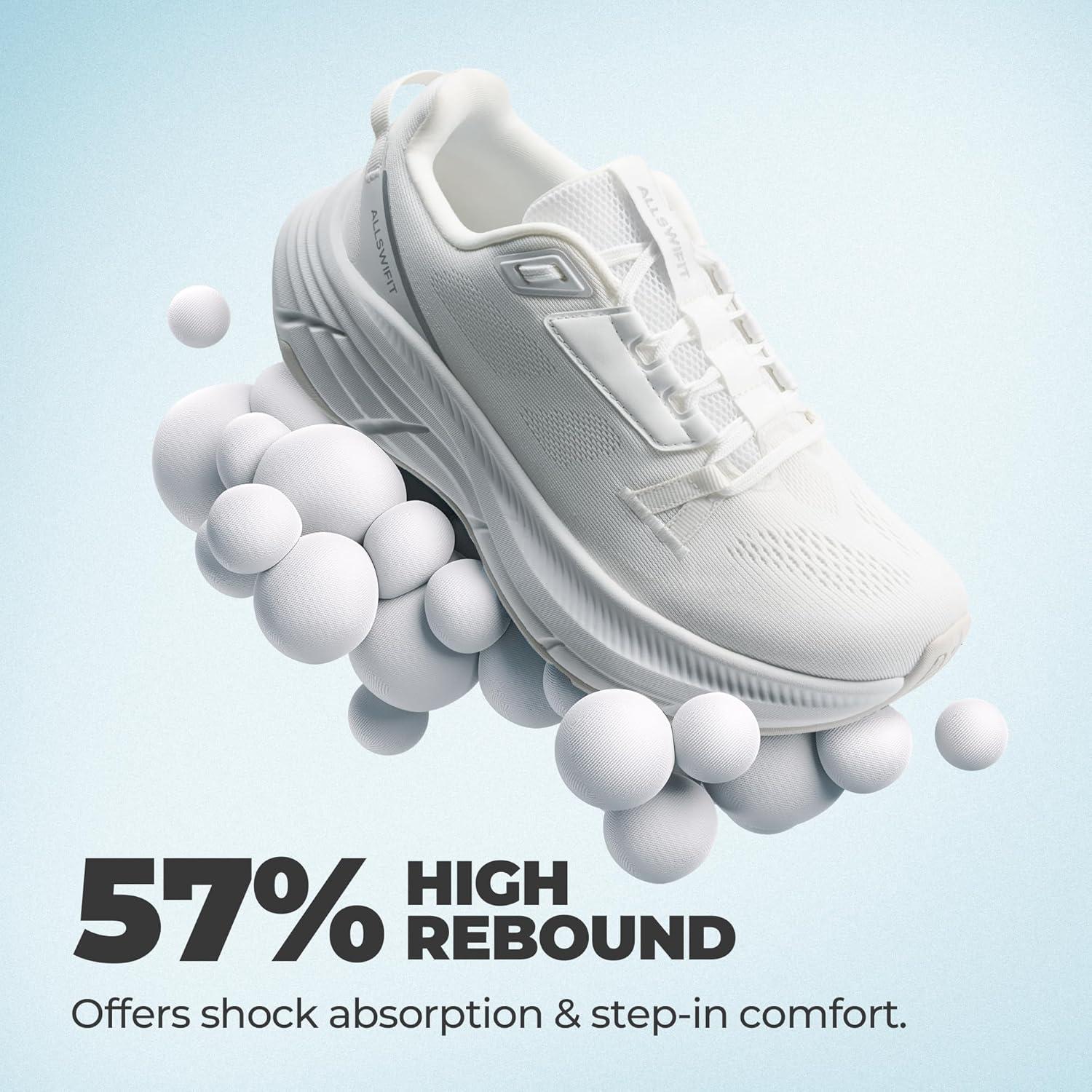 imageWomens Walking Shoes Cushion Running Tennis NonSlip Comfortable Workout Gym Athletic Breathable Fashion Sneakers ActiveLiteWhite