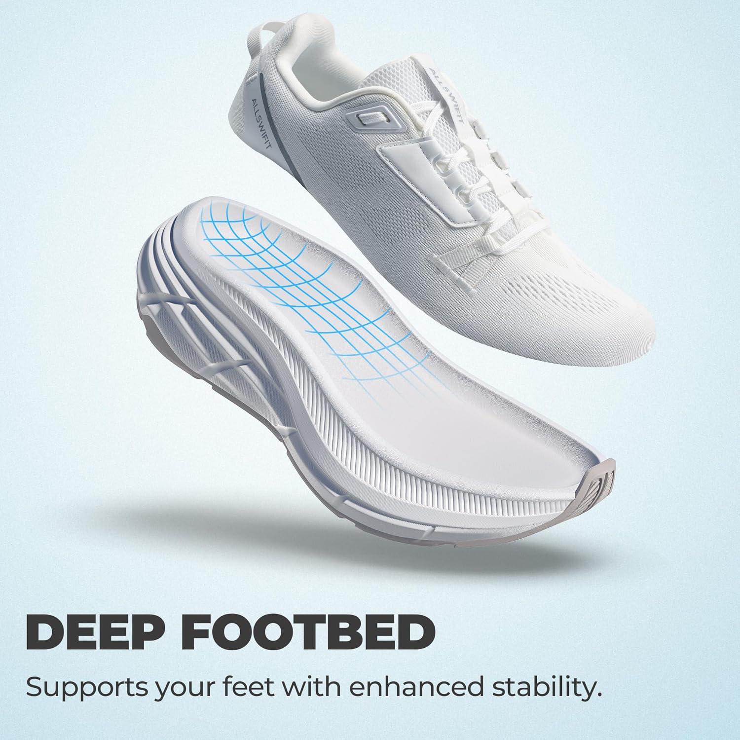 imageWomens Walking Shoes Cushion Running Tennis NonSlip Comfortable Workout Gym Athletic Breathable Fashion Sneakers ActiveLiteWhite