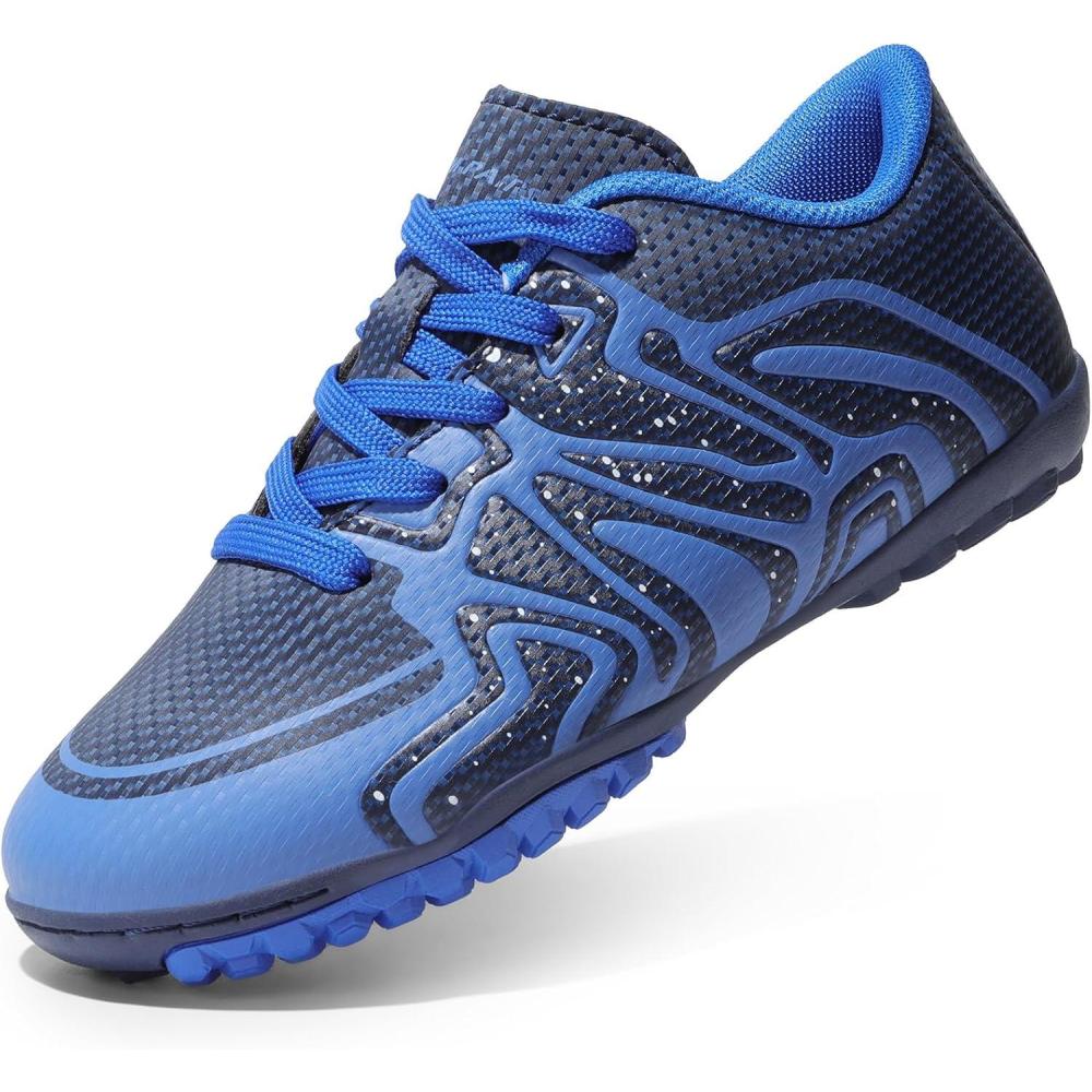 imageDREAM PAIRS Boys Girls Indoor Turf Soccer Cleats Lace Up Athletic Youth Futsal Football Shoes for LittleBig KidNavyRoyalWhite