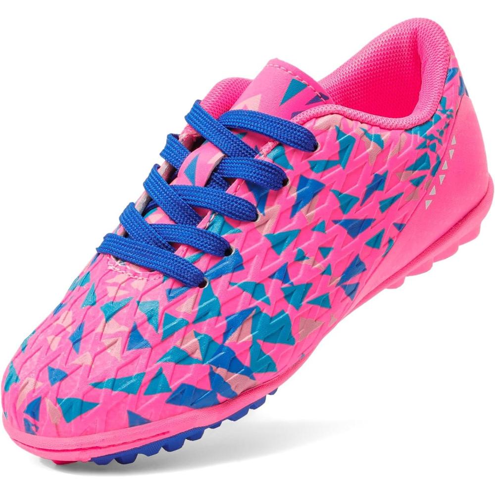 imageDREAM PAIRS Boys Girls Turf Indoor Soccer Shoes Lace Up Cleats for LittleBig KidFuchsia