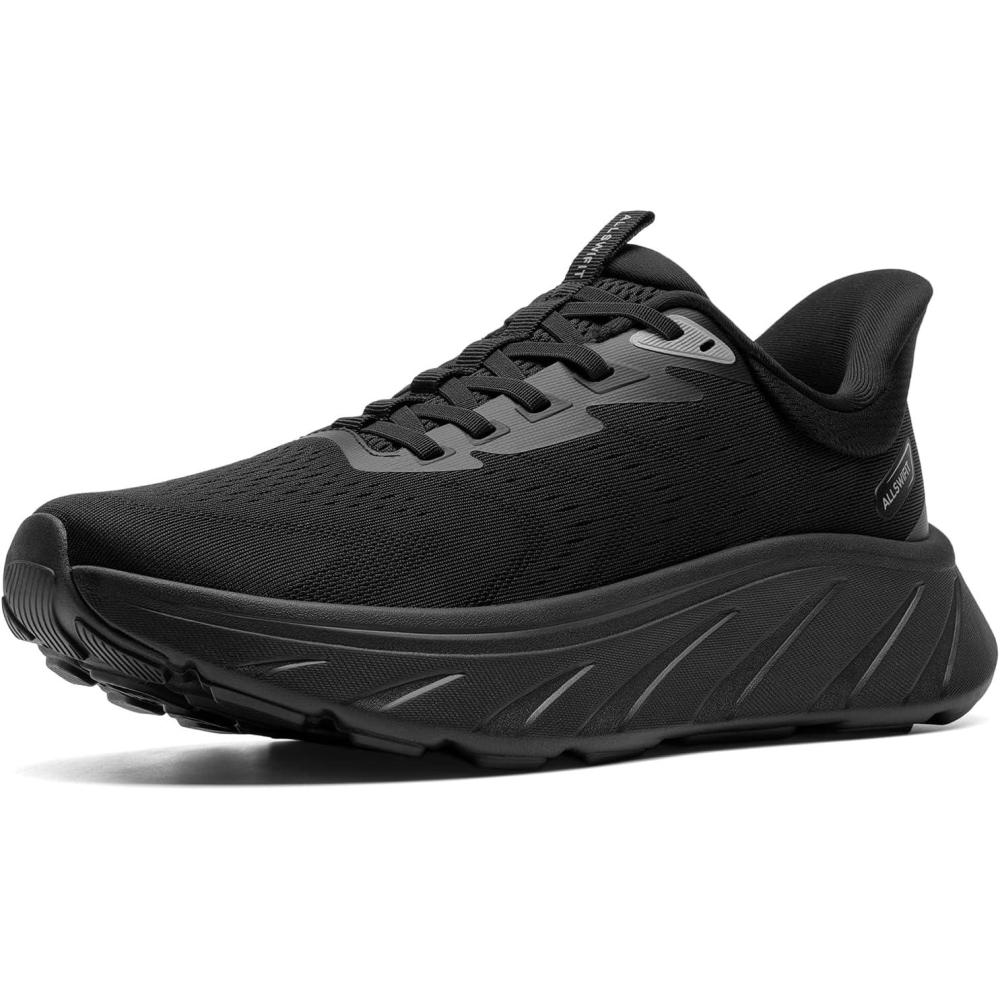 imageMens Slip On Stability Walking Running Shoes Hands Free Tennis NonSlip Comfortable Workout Gym Breathable Lightweight StediBase Fashion SneakersAll Black