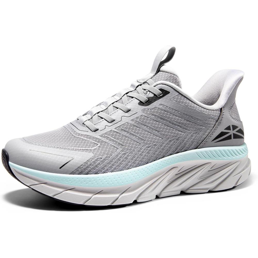 imageMens Slip On Walking Shoes Running Comfortable Tennis Breathable Non Slip Athletic Gym Workout Cross Training Fashion SneakersGrey