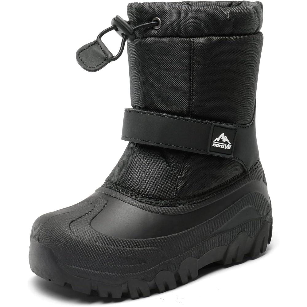 imageNORTIV 8 Kids Snow Boots Boys Girls Waterproof Cold Weather Classic Booties Hiking Outdoor Shoes Little KidsBig KidsBlack