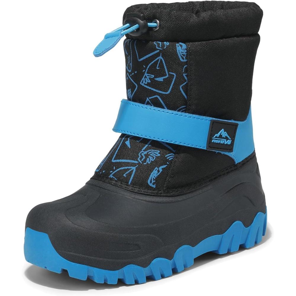 imageNORTIV 8 Kids Snow Boots Boys Girls Waterproof Cold Weather Classic Booties Hiking Outdoor Shoes Little KidsBig KidsBlackBlue