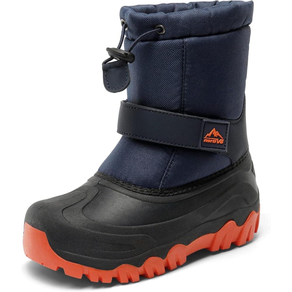 imageNORTIV 8 Kids Snow Boots Boys Girls Waterproof Cold Weather Classic Booties Hiking Outdoor Shoes Little KidsBig KidsNavy Blue