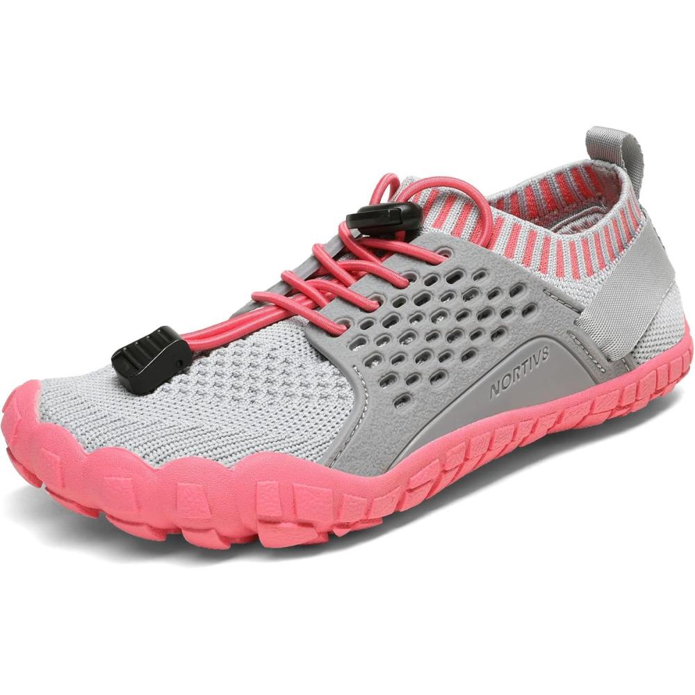 imageNORTIV 8 Kids Water Shoes Lightweight Quick Dry Barefoot Athletic Aqua Sports Shoes for Boys ampamp Girls Outdoor SummerLight GreyMelon Red2