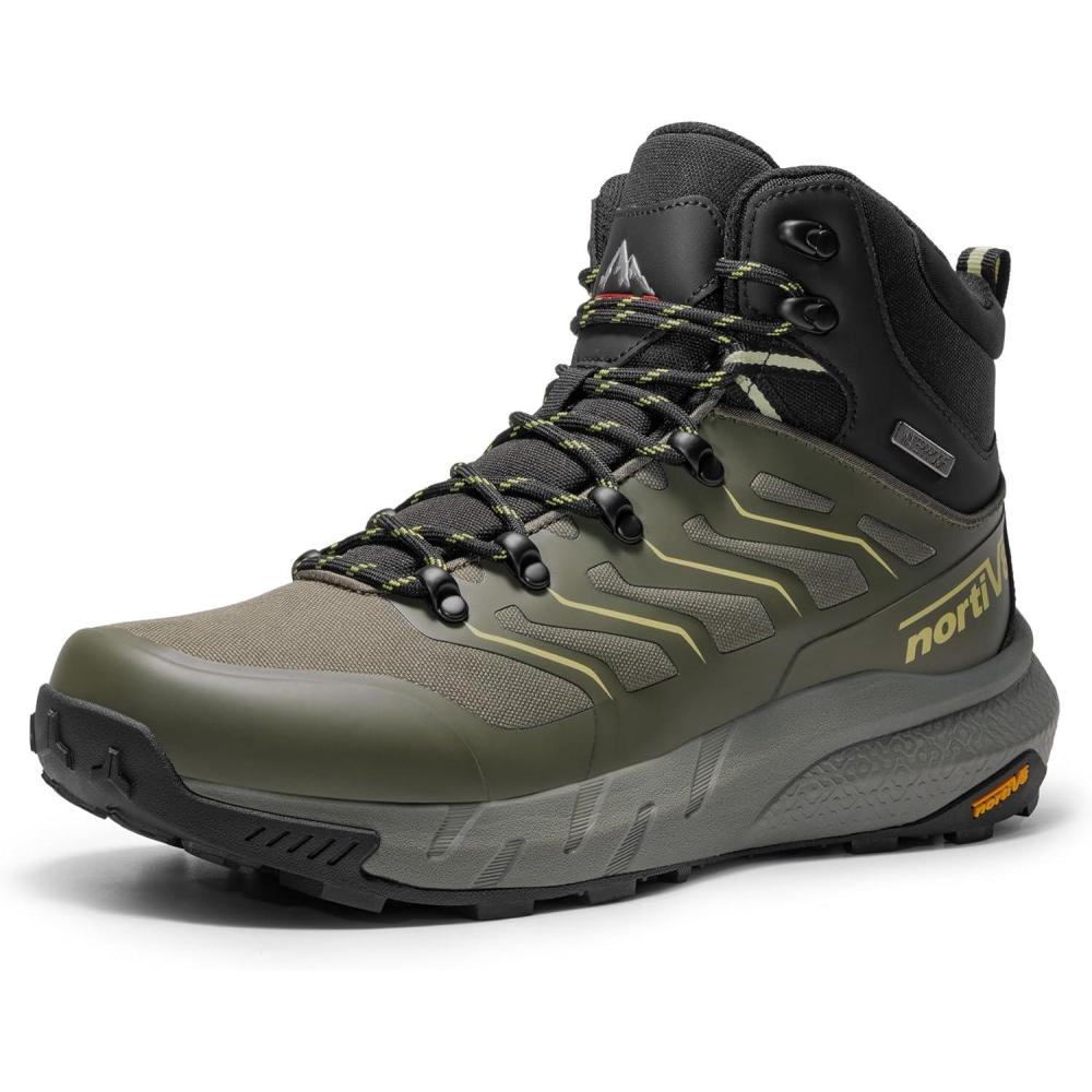 imageNORTIV 8 Mens Lightweight Hiking Boots Waterproof Breathable Outdoor Trekking Camping Ankle Boots FernOlive