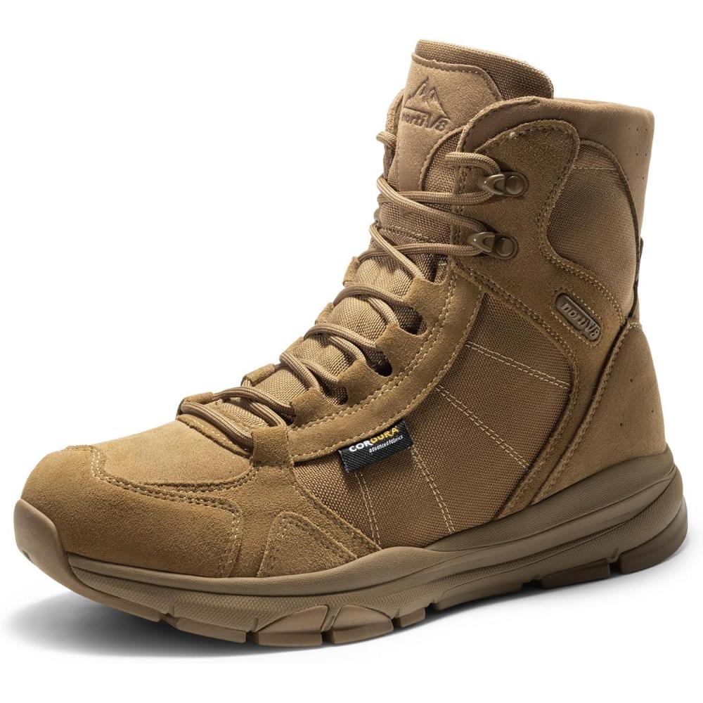 imageNORTIV 8 Mens Lightweight Military Tactical Work Boots Outdoor Hiking Motorcycle Combat BootsBrown