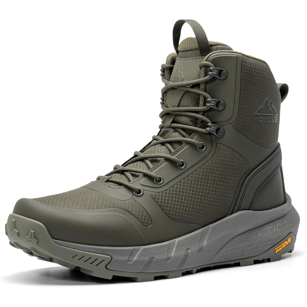 imageNORTIV 8 Mens Military Tactical Boot Lightweight Comfortable Boots for Work All Day Side Zipper Motorcycle Combat Hiking Boots Metrostrike89 InchesArmy Green