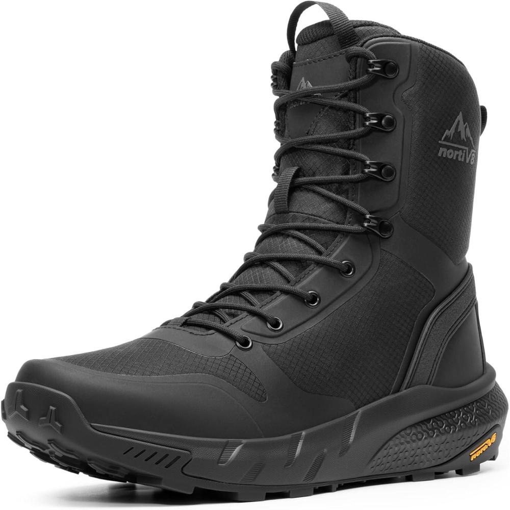 imageNORTIV 8 Mens Military Tactical Boot Lightweight Comfortable Boots for Work All Day Side Zipper Motorcycle Combat Hiking Boots Metrostrike89 InchesBlack9 Inches