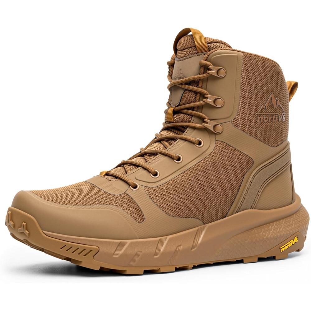 imageNORTIV 8 Mens Military Tactical Boot Lightweight Comfortable Boots for Work All Day Side Zipper Motorcycle Combat Hiking Boots Metrostrike89 InchesCoyoteoxford