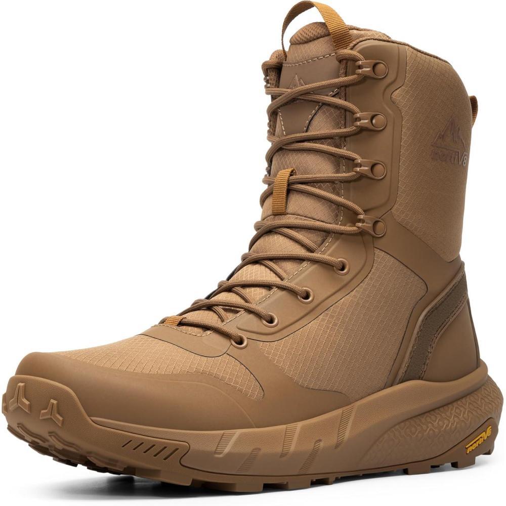 imageNORTIV 8 Mens Military Tactical Boot Lightweight Comfortable Boots for Work All Day Side Zipper Motorcycle Combat Hiking Boots Metrostrike89 InchesCoyote9 Inches