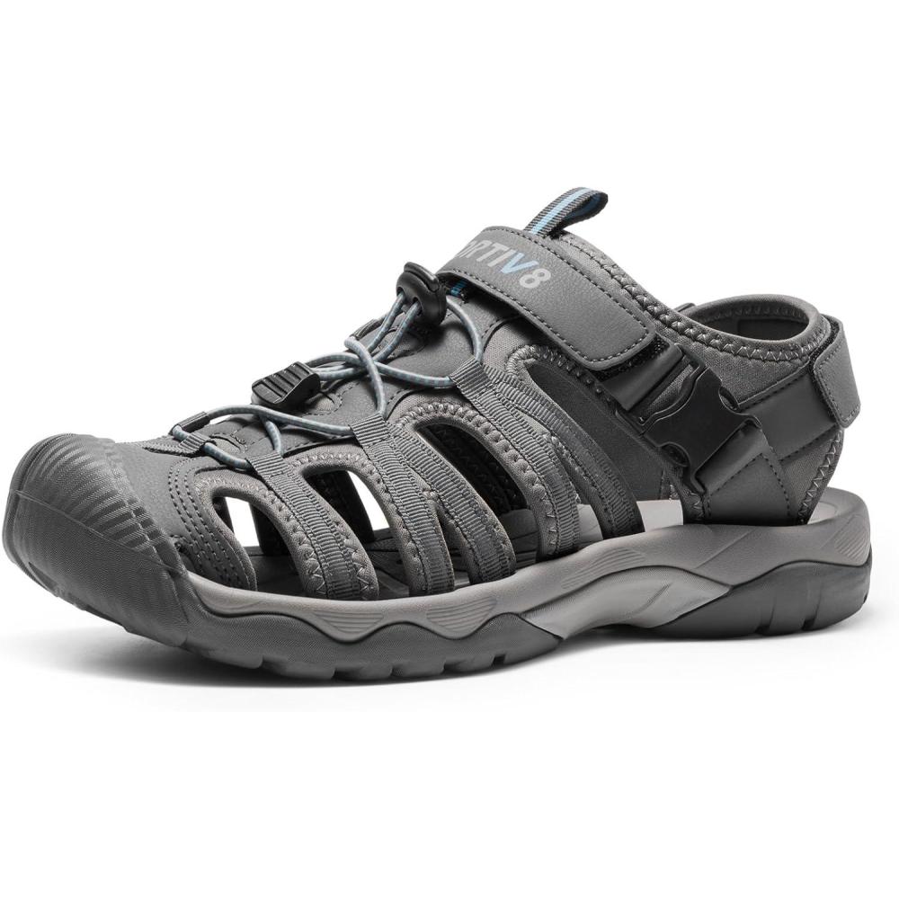 imageNORTIV 8 Mens Sandals Closed Toe Athletic Sport Sandals Mens Summer Shoes Lightweight Trail Walking Sandals for MenGreyBlue