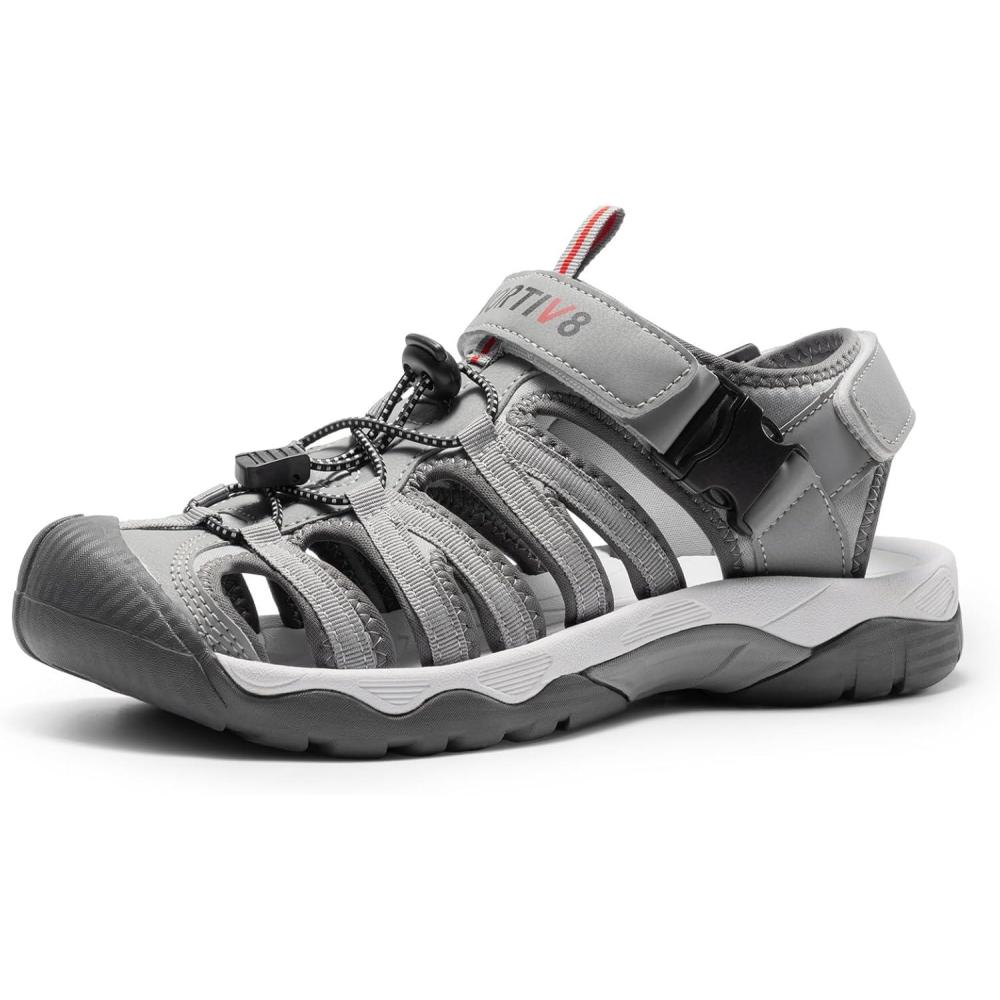 imageNORTIV 8 Mens Sandals Closed Toe Athletic Sport Sandals Mens Summer Shoes Lightweight Trail Walking Sandals for MenGreyRed