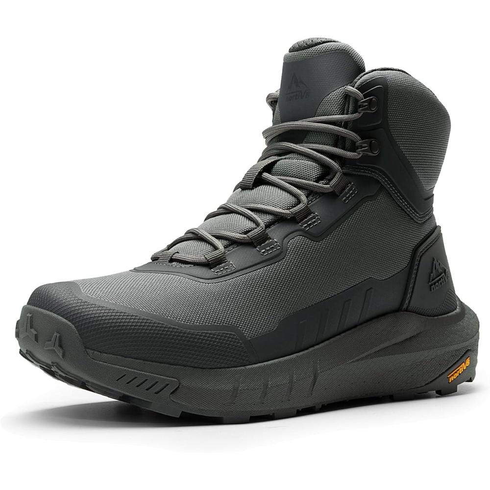 imageNORTIV 8 Mens Tactical Hiking Boot Lightweight Cushion Sole Boots for Work All Day Side Zipper Motorcycle Combat Military Boot Arch Support 8 Inches TerrascopeGrey