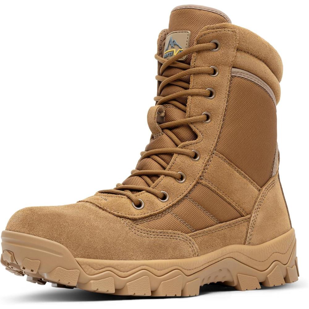 imageNORTIV 8 Mens Tactical Military Work Boots Side Zipper Outdoor Motorcycle Combat Boots 8 Inches 20 TrooperproCoyote