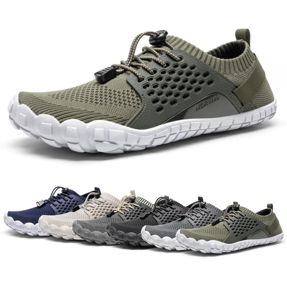 imageNORTIV 8 Mens Water Shoes Barefoot Athletic Lightweight Sports Aqua Shoes Outdoor Swim Fishing Hiking Diving Surf Walking Water Shoe TREKMANArmyGreen