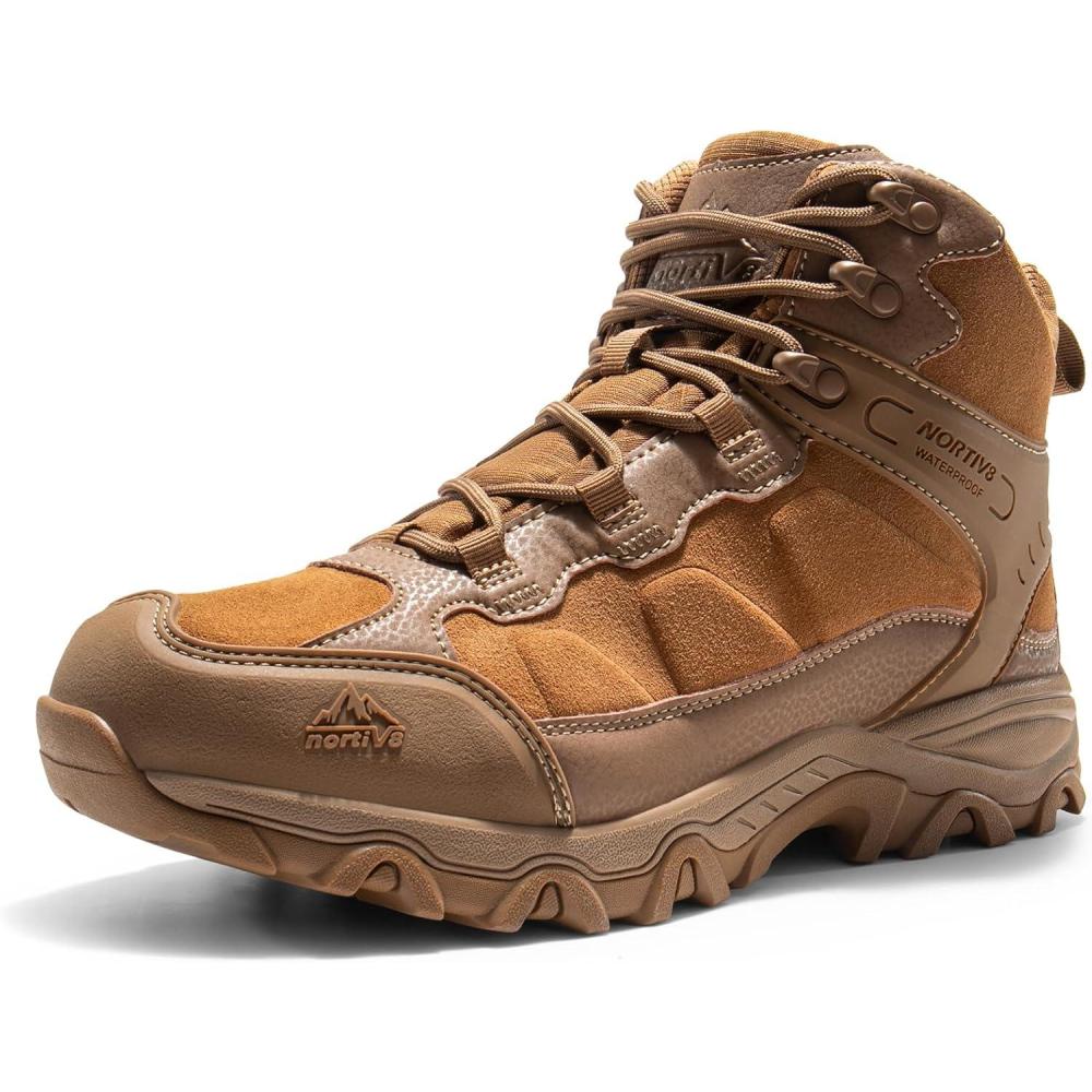 imageNORTIV 8 Mens Waterproof Hiking Boots Outdoor Mid Trekking Lightweight Mountaineering Shoes PaladinCoyote