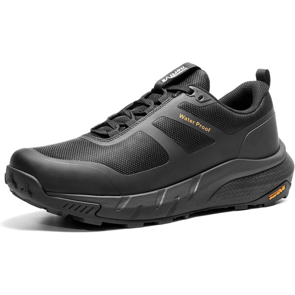 imageNORTIV 8 Mens Waterproof Hiking Shoes Lightweight Trekking Walking Fashion Sneakers with Arch Support for Camping Tennis Outdoor Training StreamRunnerBlack