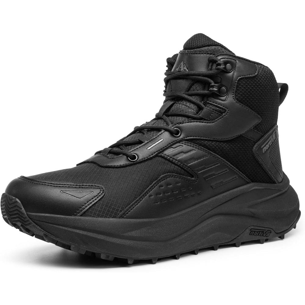 imageNORTIV 8 Mens Wide Toe Box Hiking Boots Low Drop Waterproof Outdoor Trekking Camping Shoes KatahdinBlack