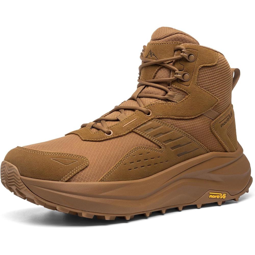 imageNORTIV 8 Mens Wide Toe Box Hiking Boots Low Drop Waterproof Outdoor Trekking Camping Shoes KatahdinCoyote