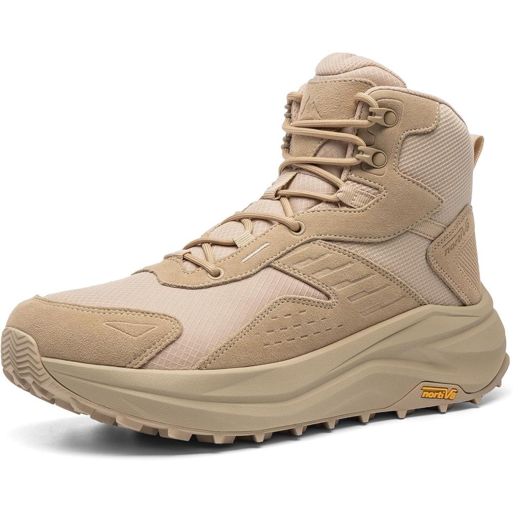 imageNORTIV 8 Mens Wide Toe Box Hiking Boots Low Drop Waterproof Outdoor Trekking Camping Shoes KatahdinSand