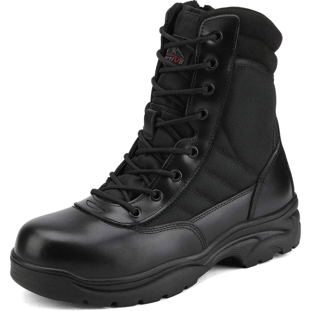 imageNORTIV 8 Steel Toe Boots for Men Safety Industrial ampamp Construction Military Work Boots Slip Resistant ASTM F241318 TROOPERSTLBlack
