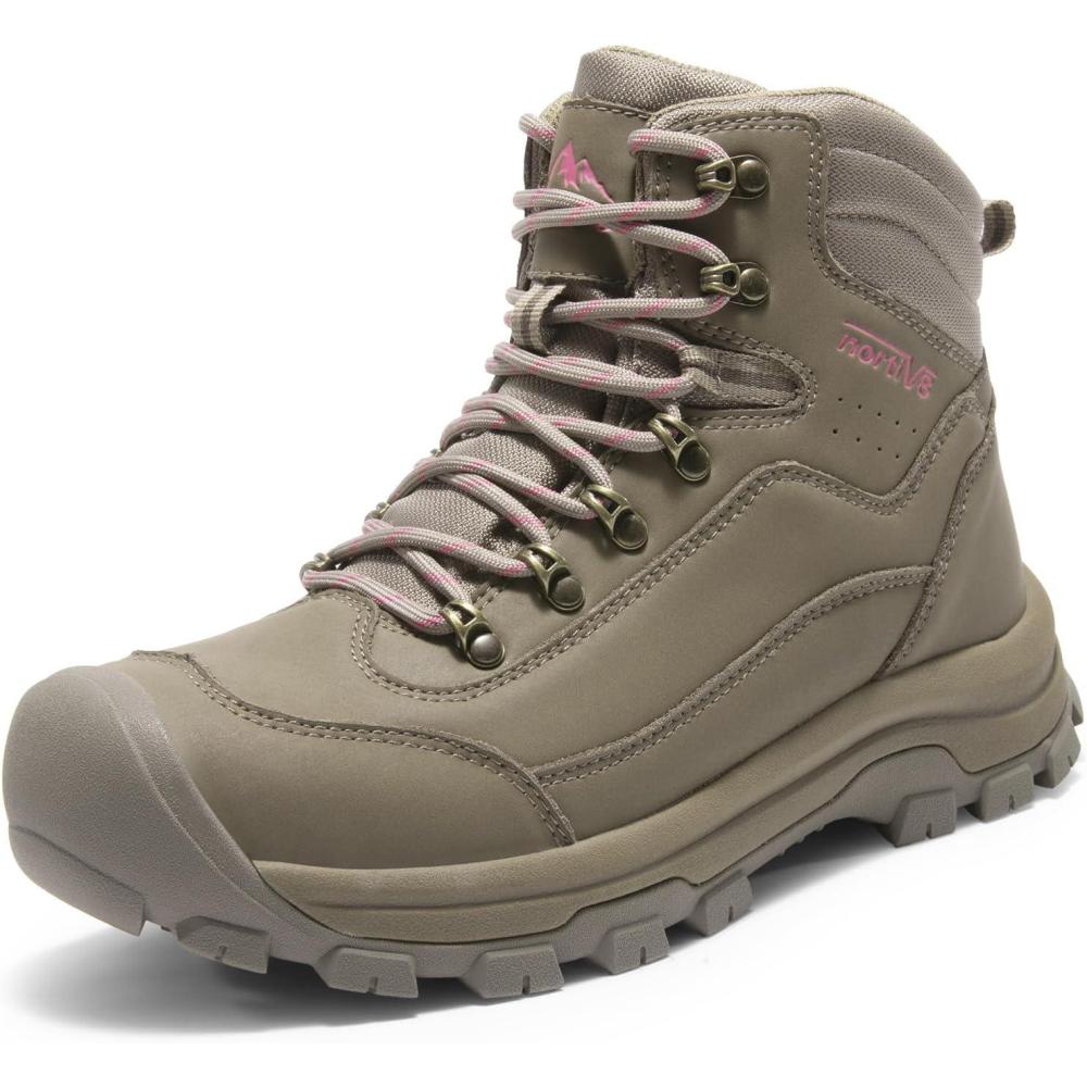 imageNORTIV 8 Womens Hiking Boots Waterproof Trekking Camping Trail Backpacking Boots for OutdoorCoffee