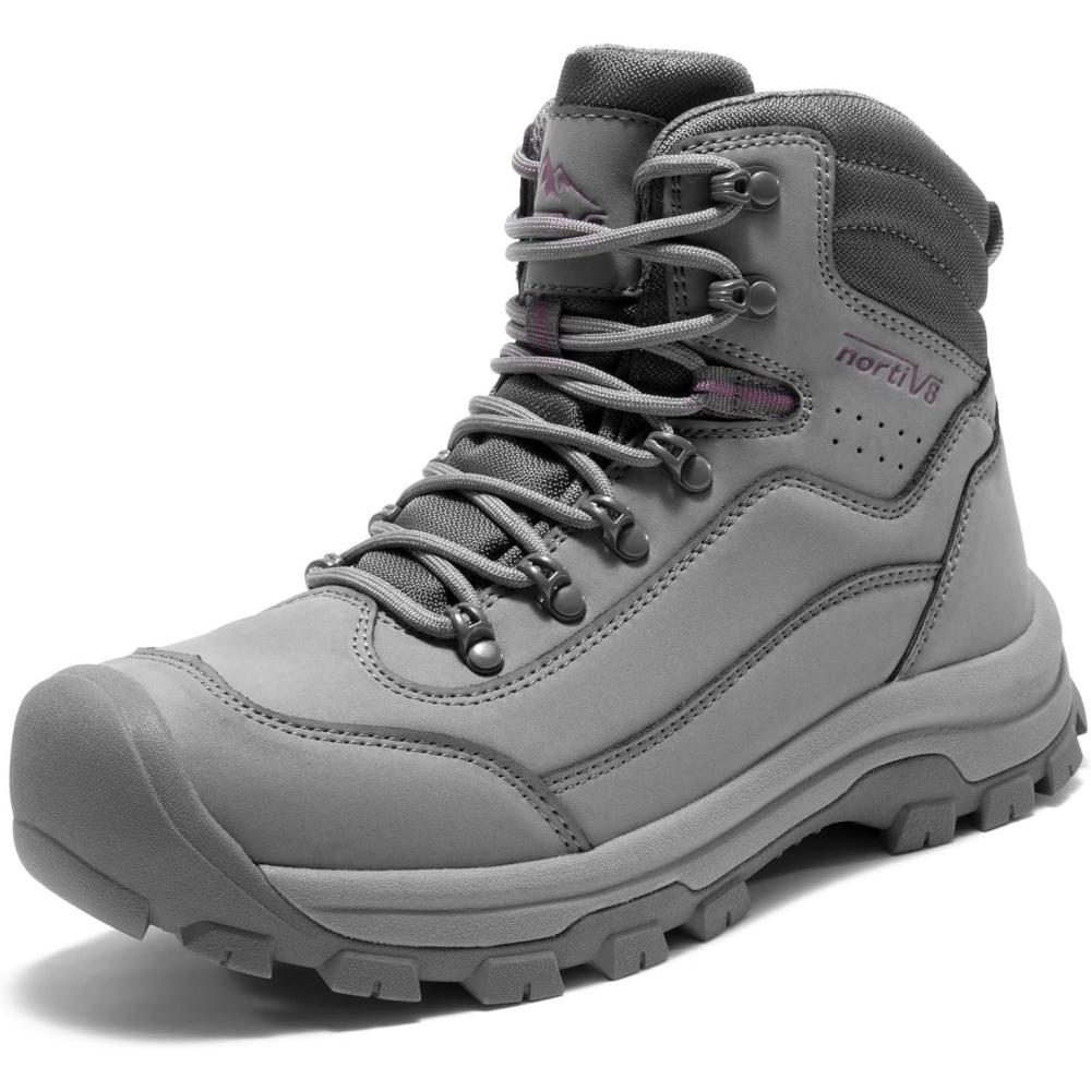 imageNORTIV 8 Womens Hiking Boots Waterproof Trekking Camping Trail Backpacking Boots for OutdoorDark Grey