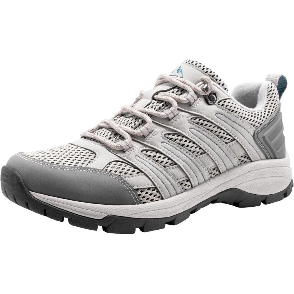 imageNORTIV 8 Womens Hiking Shoes Lightweight Breathable Mesh Walking Sneakers Outdoor Work Shoes WanderLight Greypu