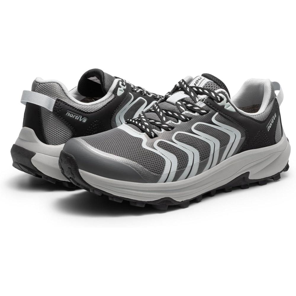 imageNORTIV 8 Womens Hiking Shoes Lightweight Walking Sneakers with Arch Support Outdoor Work Camping Tennis Workout Cross Training EchoGrey