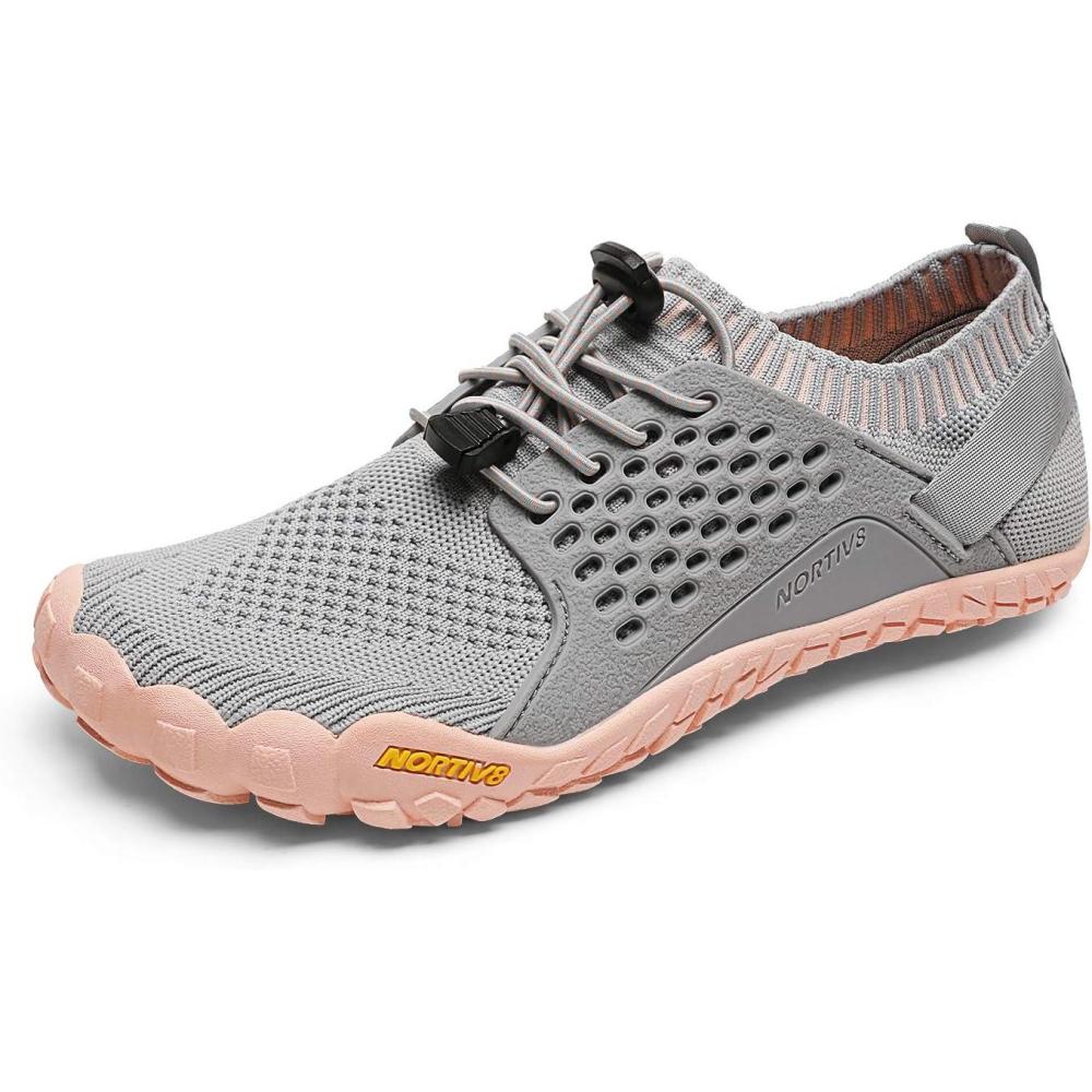 imageNORTIV 8 Womens Water Shoes Barefoot Quick Dry Aqua Swim Shoes for Beach Sports Fishing Hiking Boating Surfing Shoes TREKLADYLightGreyPink