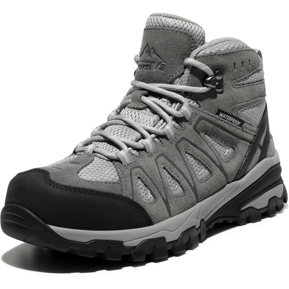 imageNORTIV 8 Womens Waterproof Hiking Boots Outdoor Trekking Camping Trail Hiking Boot SeekerLight Grey