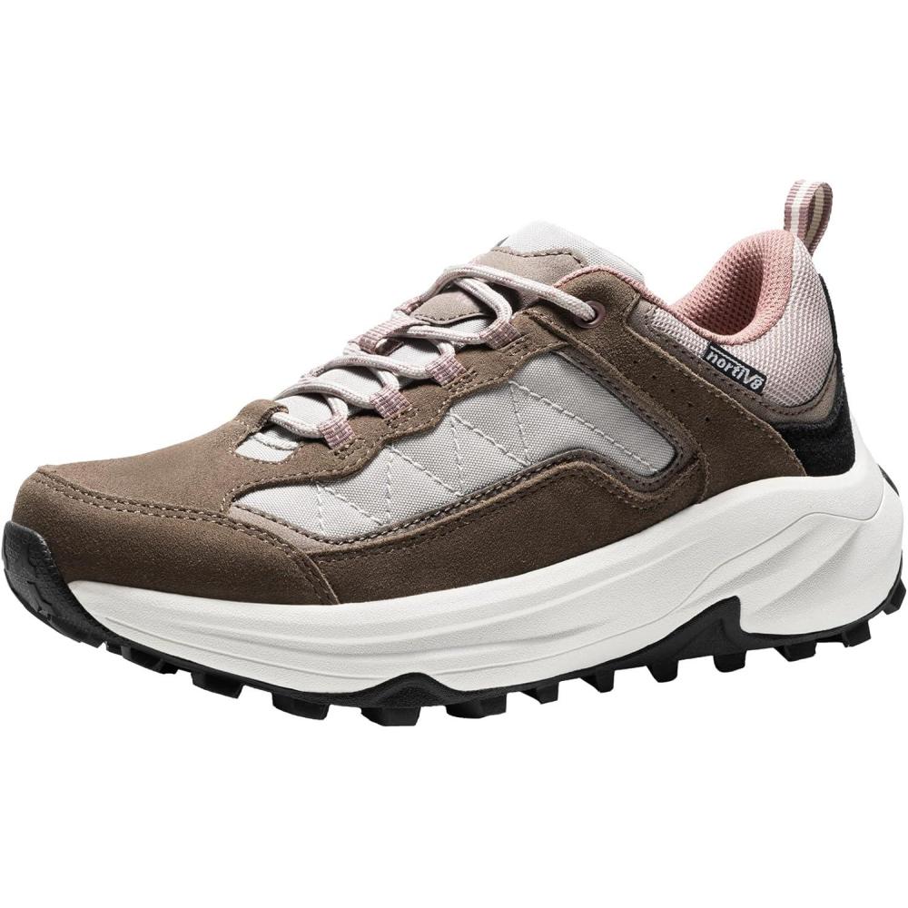 imageNORTIV 8 Womens Waterproof Hiking Shoes with Arch Support Outdoors Leather Walking Trekking Camping Tennis Workout Cross Training Sneakers WicklowTan