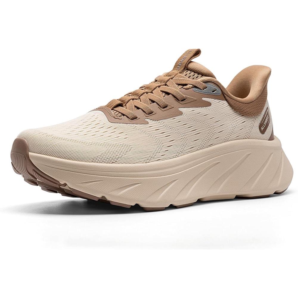 imageWomens Slip On Stability Walking Running Shoes Hands Free Tennis NonSlip Comfortable Workout Gym Breathable Lightweight StediBase Fashion SneakersBeigeKhaki