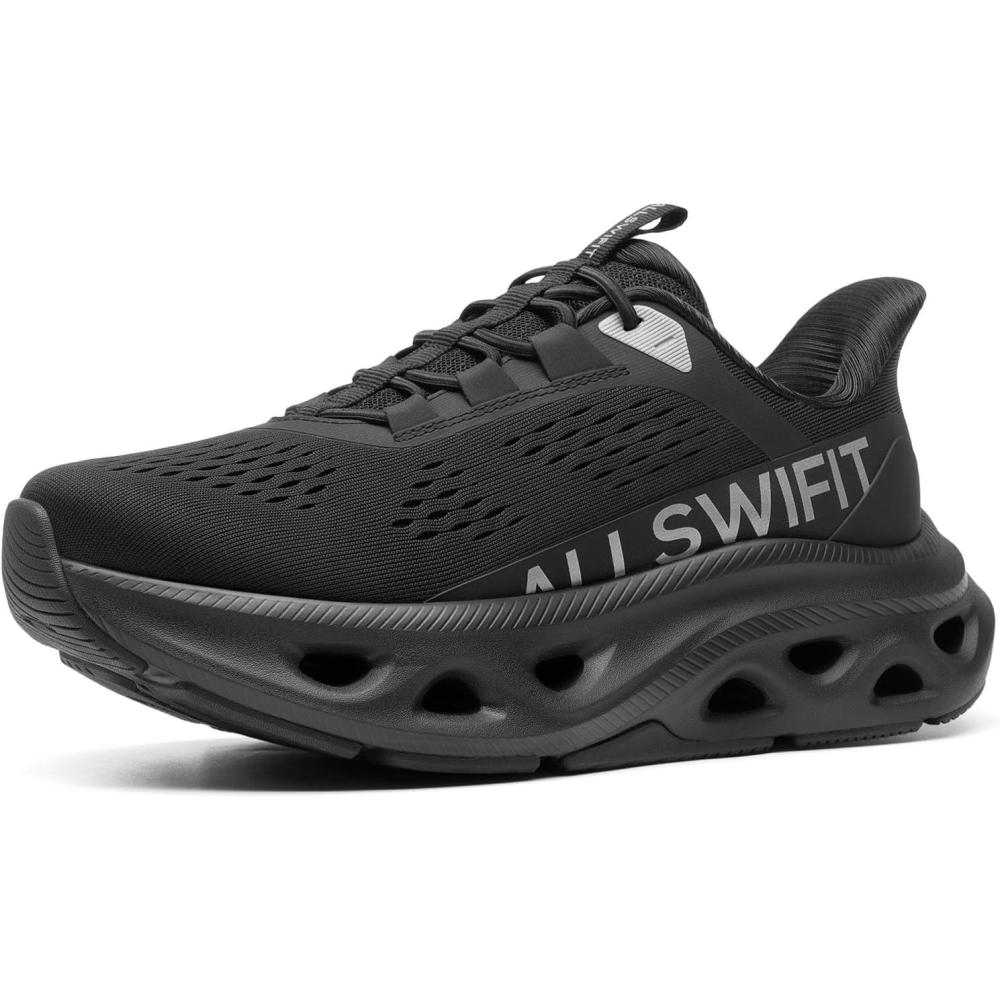 imageWomens Slip On Walking Shoes Hands Free Non Slip Comfort Workout Gym Athletic Casual Breathable Running Tennis MoveSlide Fashion SneakersAll Black