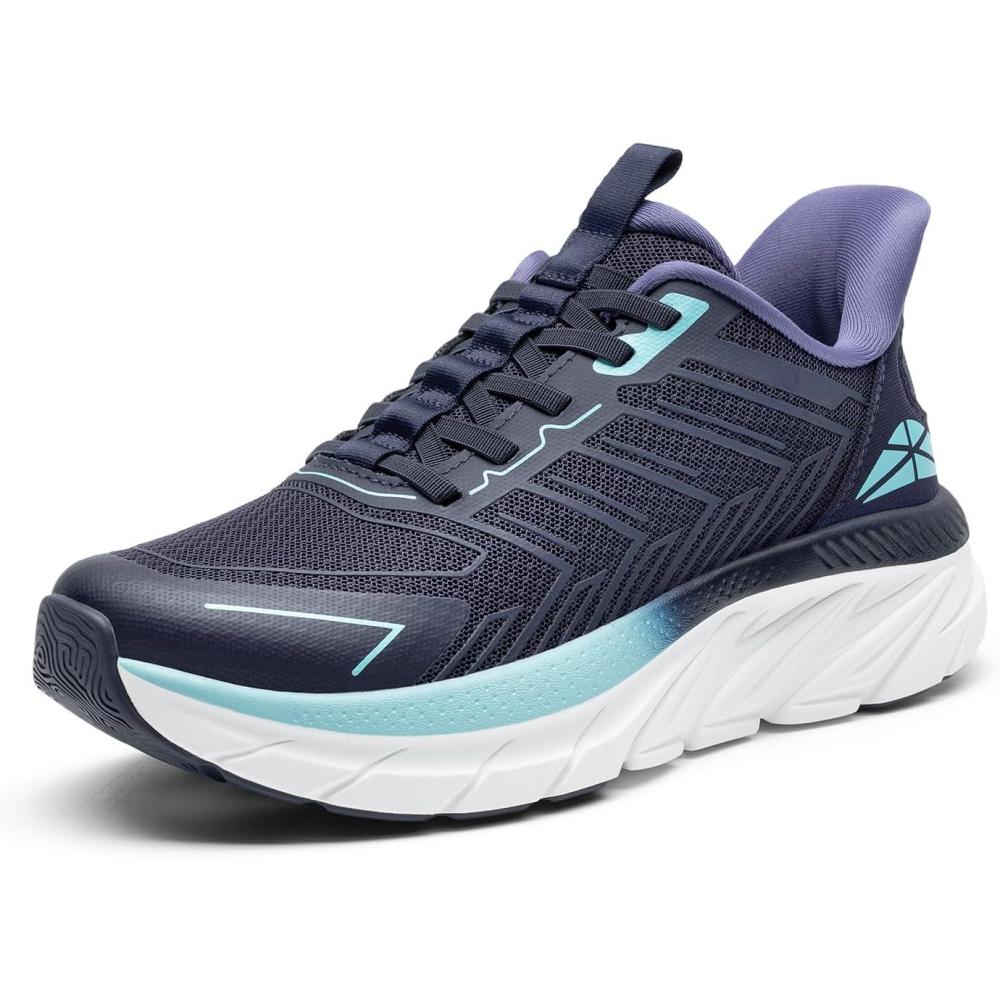 imageWomens Slip On Walking Shoes Running Comfortable Tennis Breathable Non Slip Athletic Gym Workout Cross Training Fashion SneakersBlue