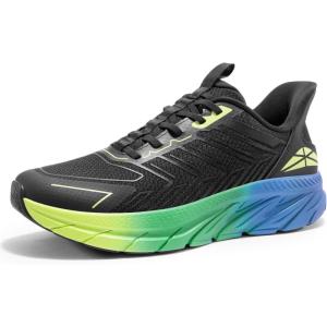 Men’s Slip On Walking Shoes Running Comfortable Tennis Breathable Non Slip Athletic Gym Workout Cross Training Fashion Sneakers(Black/Green)