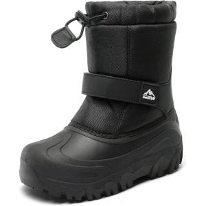 NORTIV 8 Kids Snow Boots Boy’s Girl’s Waterproof Cold Weather Classic Booties Hiking Outdoor Shoes (Little Kids/Big Kids)(Black)