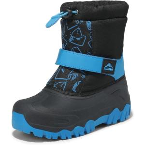 NORTIV 8 Kids Snow Boots Boy’s Girl’s Waterproof Cold Weather Classic Booties Hiking Outdoor Shoes (Little Kids/Big Kids)(Black/Blue)
