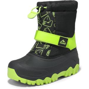 NORTIV 8 Kids Snow Boots Boy’s Girl’s Waterproof Cold Weather Classic Booties Hiking Outdoor Shoes (Little Kids/Big Kids)(Black/Green)