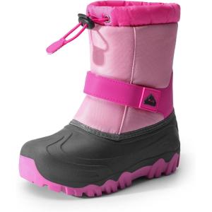 NORTIV 8 Kids Snow Boots Boy’s Girl’s Waterproof Cold Weather Classic Booties Hiking Outdoor Shoes (Little Kids/Big Kids)(Grey/Pink)