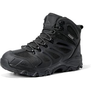 NORTIV 8 Men’s Ankle High Waterproof Hiking Boots Outdoor Lightweight Shoes Trekking Trails Armadillo(All Black)