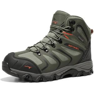 NORTIV 8 Men’s Ankle High Waterproof Hiking Boots Outdoor Lightweight Shoes Trekking Trails Armadillo(Army/Green/Black/Orange)