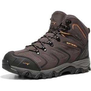NORTIV 8 Men’s Ankle High Waterproof Hiking Boots Outdoor Lightweight Shoes Trekking Trails Armadillo(Brown/Black/Tan)