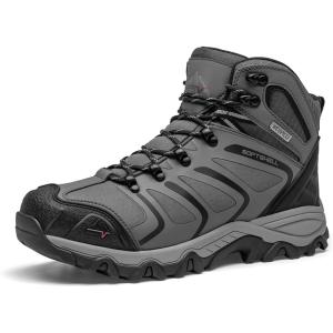 NORTIV 8 Men’s Ankle High Waterproof Hiking Boots Outdoor Lightweight Shoes Trekking Trails Armadillo(Dark Grey)