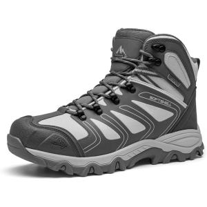 NORTIV 8 Men’s Ankle High Waterproof Hiking Boots Outdoor Lightweight Shoes Trekking Trails Armadillo(Light Grey)